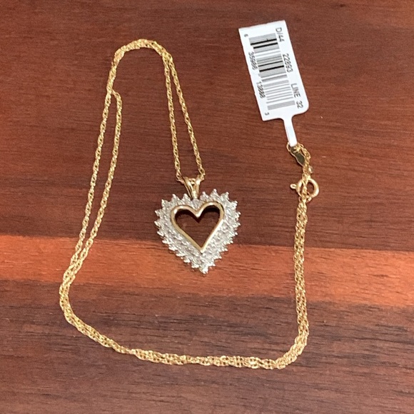 HN Jewelry - NWT HN signed 14K Gold Plated 925 Silver Diamond Necklace